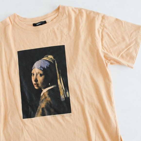Forever 21 Girl With Pearl Earring Mauritshuis Graphic Tee Size SMALL - Picture 1 of 3